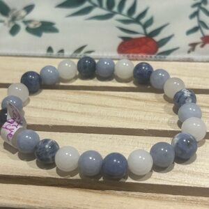 Angelite, Quartz & Lapis Lazuli Beaded Bracelet